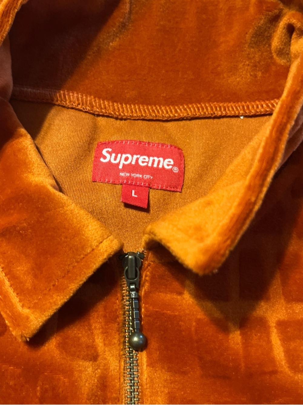 Supreme Velour Croc Zip Collar Pullover - Orange - Picture 2 of 6